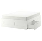 Bed Brimnes 140x200 incl lattenbodem, Huis en Inrichting, Slaapkamer | Bedden, Ophalen, Gebruikt, Wit, Tweepersoons