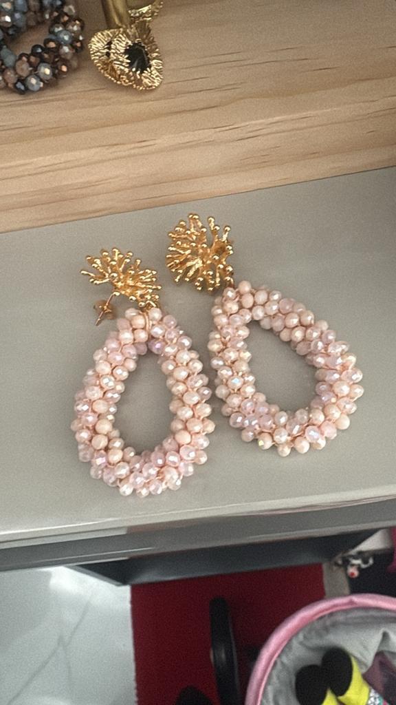 Roze Glassberry Oorbellen - Goud Verguld, Sieraden, Tassen en Uiterlijk, Oorbellen, Nieuw, Knopjes of Stekers, Glas, Roze, Met kristal