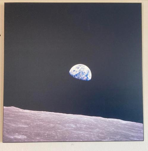 Earthrise - iconische foto op hout, Huis en Inrichting, Woonaccessoires | Schilderijen, Tekeningen en Foto's, Gebruikt, Ophalen of Verzenden