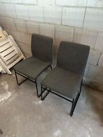 2 Grijze Eetkamerstoelen, Huis en Inrichting, Stoelen, Ophalen, Twee, Zo goed als nieuw, Metaal