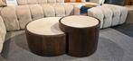 Salontafel set Rond mangobruin & Marmer Showmodel KORTING!, Huis en Inrichting, Tafels | Salontafels, Ophalen, Overige materialen