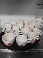 Douwe Egberts kopjes, mokken en schotels - complete set, Ophalen, Gebruikt, Keramiek, Effen