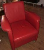 2 fauteuils in ferrari rood, Huis en Inrichting, Fauteuils, Ophalen, Gebruikt, 50 tot 75 cm, Leer