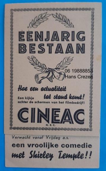 zoek oud Cineac film reclame programma folder 1937 1938 1939 beschikbaar voor biedingen