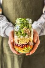 Salade Mason Jar Salade Pot Oil & Vinegar, Gebruikt, Overige typen, Ophalen of Verzenden, Glas