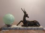 Art Deco tafellamp antilope en groen Clichy bol, Antiek en Kunst, Ophalen of Verzenden