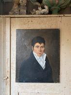 Antiek frans portret, schilderij van een heer., Ophalen of Verzenden