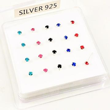 2,5mm Neuspiercing Verschillende Kleuren 925 Sterling Zilver beschikbaar voor biedingen