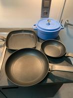 Pannenset: Braad-, grill- en koekenpannen, Huis en Inrichting, Ophalen, Overige materialen, Gebruikt, Inductieplaat