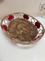 Rieten Mandje met Kerstroos Decoratie, Ophalen of Verzenden, Zo goed als nieuw