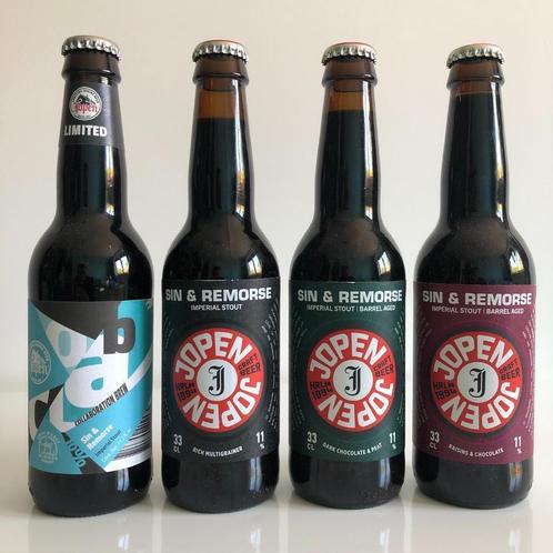 Jopen Brouwerij – Sin & Remorse (set 4x 33cl) vanaf 2016, Verzamelen, Biermerken, Nieuw, Flesje(s), Overige merken, Ophalen