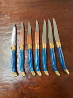 Laguiole Bestek Blauw/Wit - RVS / Inox ZGAN, Ophalen of Verzenden, Zo goed als nieuw, Rvs of Chroom