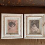 2 brocante lijsten met afbeeldingen van Victoriaanse dames, Antiek en Kunst, Ophalen of Verzenden