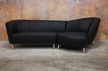 NIEUW beklede zwarte leren Leolux Pupilla design hoekbank beschikbaar voor biedingen