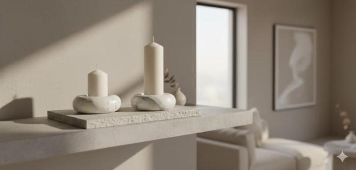 2255 kerst kandelaar marmerlook 2 stuks, Diversen, Kerst, Nieuw, Ophalen of Verzenden