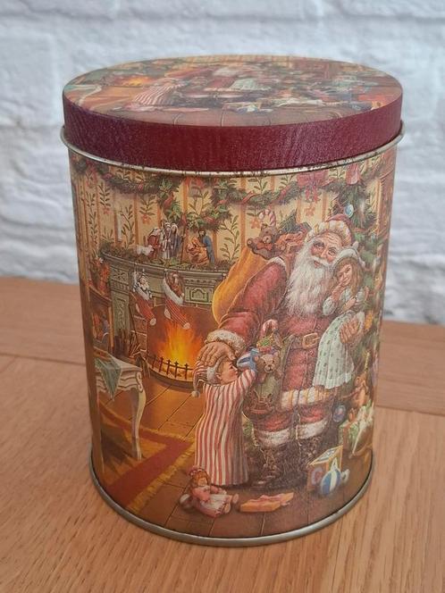 Vintage kerstblik. Bewaarblik. Voorraadblik. H 14,5 cm., Verzamelen, Blikken, Zo goed als nieuw, Ophalen of Verzenden