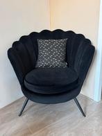 Schelp fauteuil zwart velvet, Ophalen, Zo goed als nieuw, 75 tot 100 cm, 50 tot 75 cm