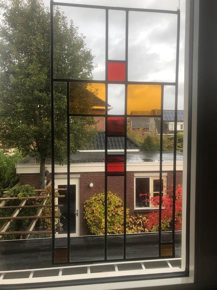 Glas in Lood Raamdecoratie - 40x80cm, Antiek en Kunst, Antiek | Glas en Kristal, Ophalen