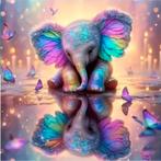 Diamond Painting spiegel olifant 30x30cm (rond), Ophalen of Verzenden, Nieuw, Knutselwerk