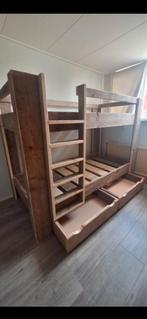 Robuust Steigerhouten Stapelbed met Lades, Ophalen of Verzenden, Gebruikt, Stapelbed