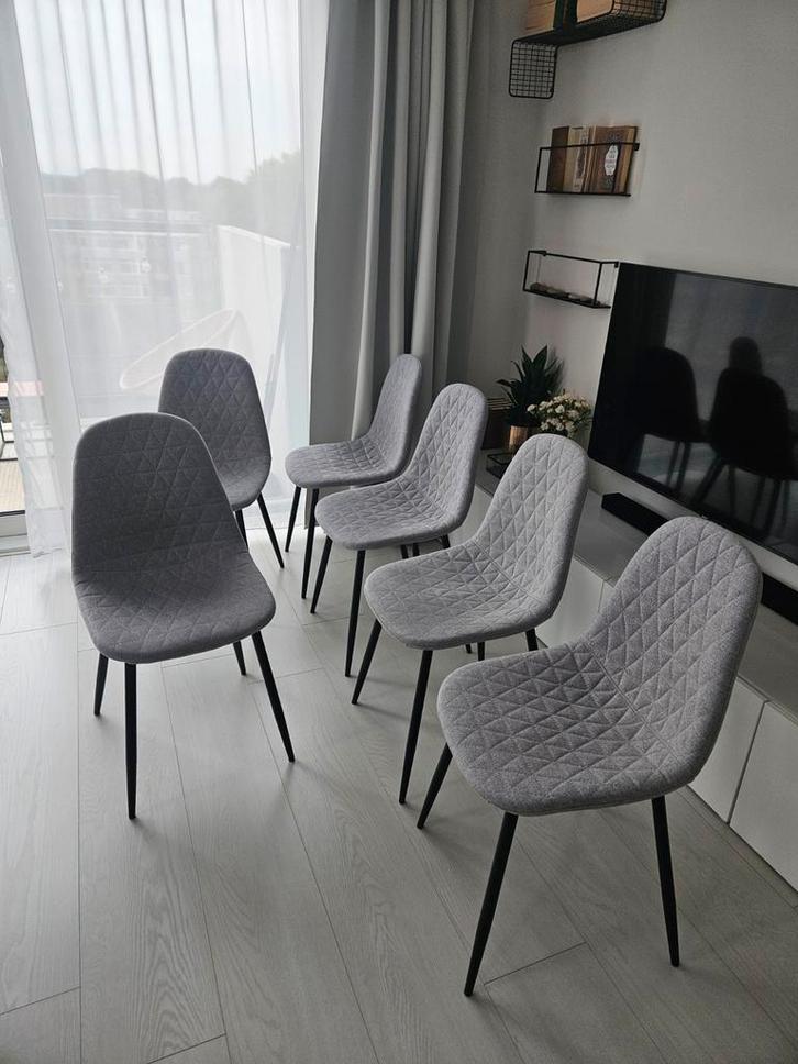 Stoel Ravenna lichtgrijs van Kwantum 6 x, Huis en Inrichting, Stoelen, Zo goed als nieuw, Vijf, Zes of meer stoelen, Stof, Grijs