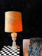 Vintage design albasten lamp met zijden kap Italy, Minder dan 50 cm, Gebruikt, Ophalen of Verzenden