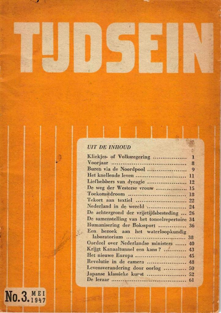 Tijdsein - no. 3 - mei 1947., Boeken, Tijdschriften en Kranten, Gelezen, Ophalen of Verzenden