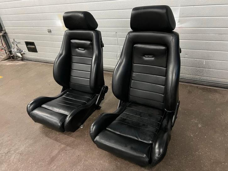 Recaro Autostoelen - Zwart Leer, Auto-onderdelen, Interieur en Bekleding, Universele onderdelen, Gebruikt, Ophalen