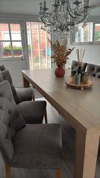 6 persoons eettafel met 6 landelijke eetkamer stoelen, Huis en Inrichting, Ophalen of Verzenden, Zo goed als nieuw