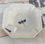 Vintage keramiek grote asbak libelle 23 centimeter wit, Gebruikt, Ophalen of Verzenden, H, H