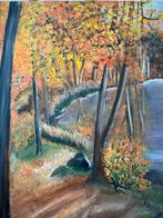 Herfstschilderij - Acryl - 78x58cm, Antiek en Kunst, Kunst | Schilderijen | Klassiek, Ophalen of Verzenden