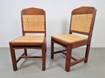 Set 2 Haagse school eiken rotan webbing stoel '30 Art deco, Riet of Rotan, Twee, Ophalen of Verzenden, N