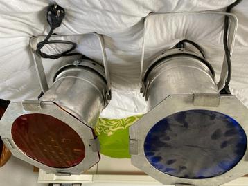2 nostalgische aluminium metalen spots met afneembaar filter beschikbaar voor biedingen