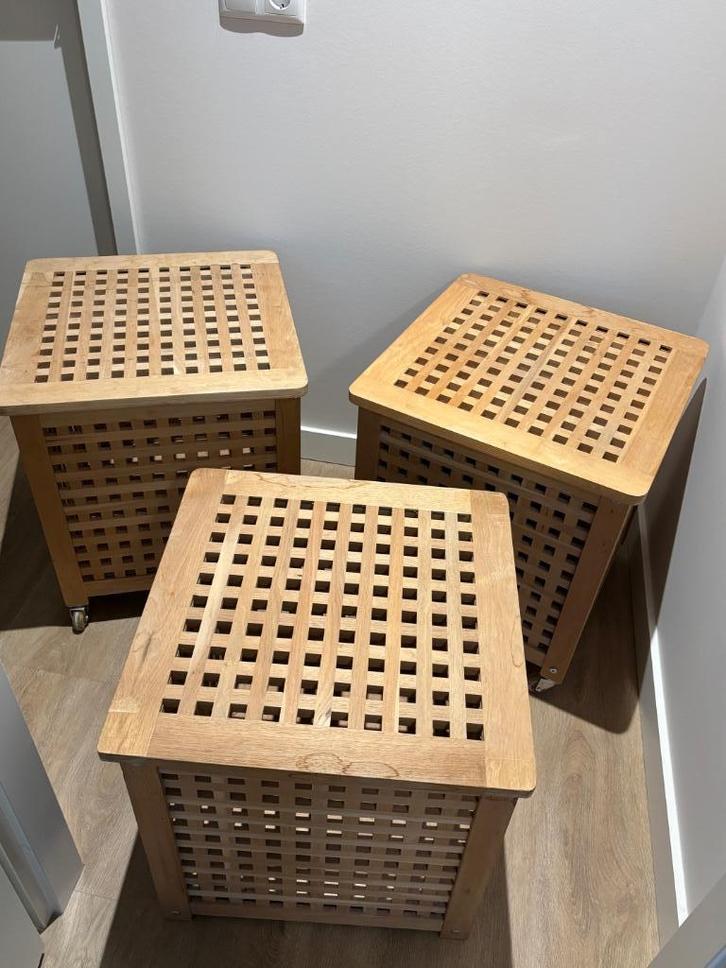 IKEA HOL tafeltje en opbergkist (3 stuks), Huis en Inrichting, Woonaccessoires | Kisten, Gebruikt, 50 tot 75 cm, 50 tot 75 cm
