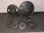 102.5 kg Olympische Halterschijvenset, Sport en Fitness, Fitnessmaterialen, Ophalen, ., Zo goed als nieuw, .