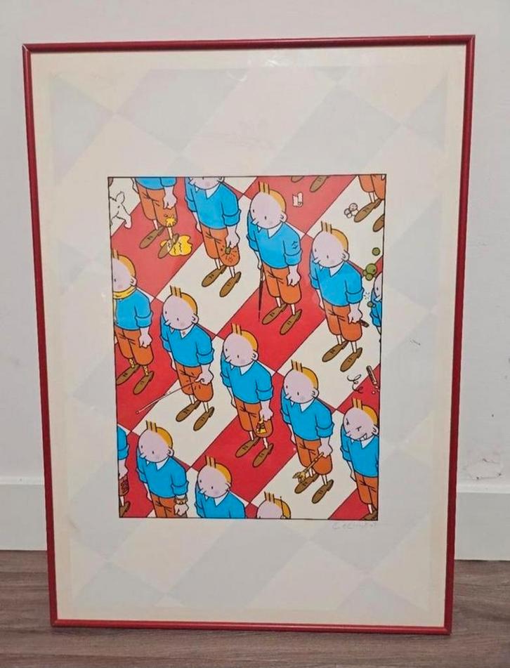 Kuifje (Tintin) zeefdruk, Signed by Exem (1997), Antiek en Kunst, Kunst | Litho's en Zeefdrukken, Ophalen