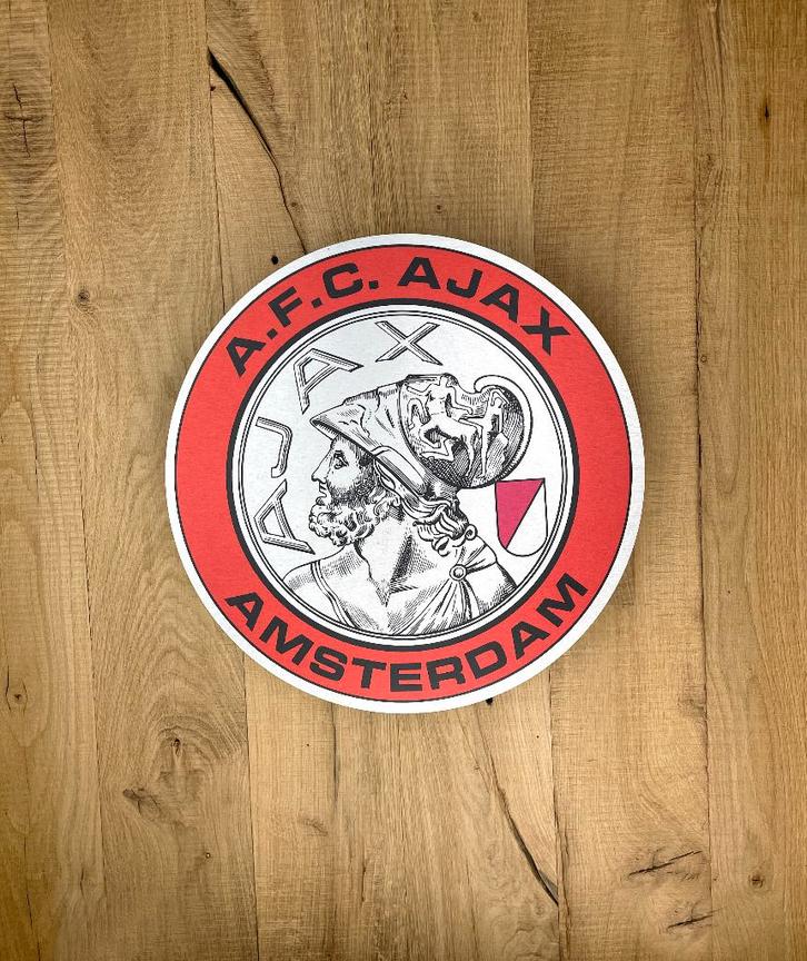 Reclamebord Ajax classic logo 15x15cm aluminium, Verzamelen, Merken en Reclamevoorwerpen, Nieuw, Reclamebord, Ophalen of Verzenden