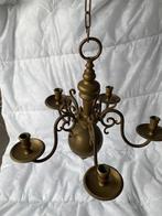 Koperen antieke kroonluchter voor 5 kaarsen, Antiek en Kunst, Ophalen, Koper of Brons