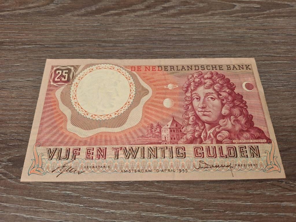 Bijna UNC biljet 25 gulden Huygens, 1955, Postzegels en Munten, Bankbiljetten | Nederland, Ophalen of Verzenden, 25 gulden