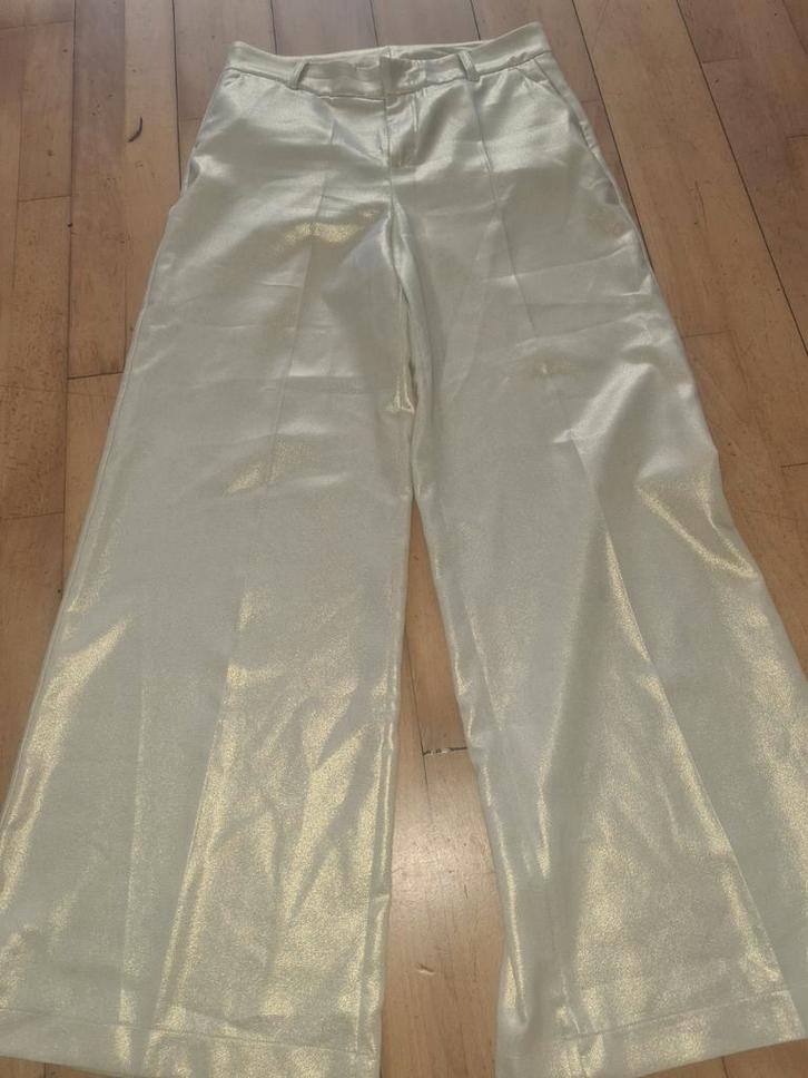 Gouden High Waist Wide Leg Pantalon - Feestelijk!, Kleding | Dames, Broeken en Pantalons, Ophalen of Verzenden