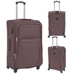 Trolleyset koffiebruin 3-delig Kleur (4 verkrijgbare opties), Wieltjes, Hard kunststof, ,, Nieuw