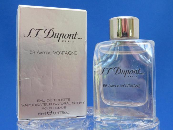 Mini set 2 - S.T. DUPONT - 58 Avenue Montagne - 2x5ml - div, Verzamelen, Parfumverzamelingen, Gebruikt, Miniatuur, Gevuld, Ophalen of Verzenden