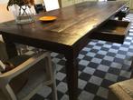 Tafel met 2 lades,donker bruin,degelijk en stabiel.., Huis en Inrichting, Tafels | Eettafels, 200 cm of meer, Zo goed als nieuw
