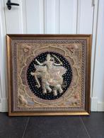 Birmese Kalaga wandtapijt Thaise Godin op Olifant 83 x 81 cm, Ophalen of Verzenden