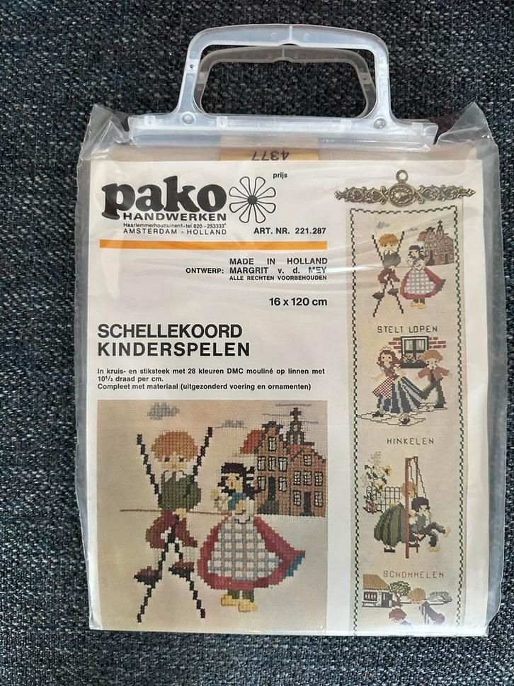 Uniek Pako Handwerkpakket - Kinderspelen Schellekoord, Hobby en Vrije tijd, Borduren en Borduurmachines, Zo goed als nieuw, Borduurpakket