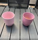 Lila en beige bloempotten.   (Huiskamer), Rond, Ophalen of Verzenden, Zo goed als nieuw, Minder dan 25 cm