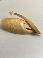 Fraaie jaren '80 doublé gouden broche met zirkonia, gemerkt, Sieraden, Tassen en Uiterlijk, Broches, Overige materialen, 4 tot 7 cm