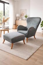 Fauteuil met hocker GerardvandenBerg vintage, Ophalen, Gebruikt, Minder dan 75 cm, Modern design gerardvandenberg