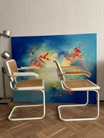 Vintage Retro Originele Italiaanse Cesca Marcel Breuer stoel, Gebruikt, Twee, Wit, Riet of Rotan