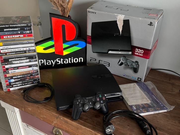 PlayStation 3 Slim incl. Games, Spelcomputers en Games, Spelcomputers | Sony PlayStation 3, Zo goed als nieuw, Slim, Met 1 controller